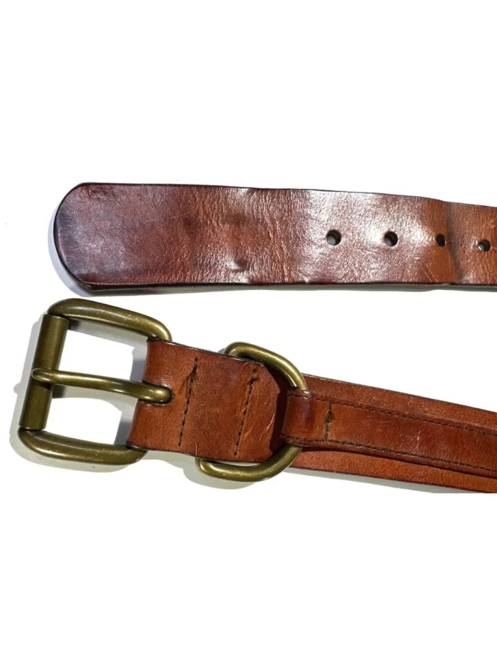 Vintage Banana Republic Genuine Leather Belt Solid Brass Buckle USA Made